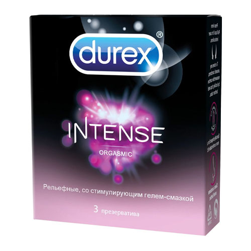 Durex Презервативы Intense Orgasmic рельефные, 3 шт (Durex, Презервативы) презервативы рельефные durex intense orgasmic со стимулирующим гелем смазкой 12 шт