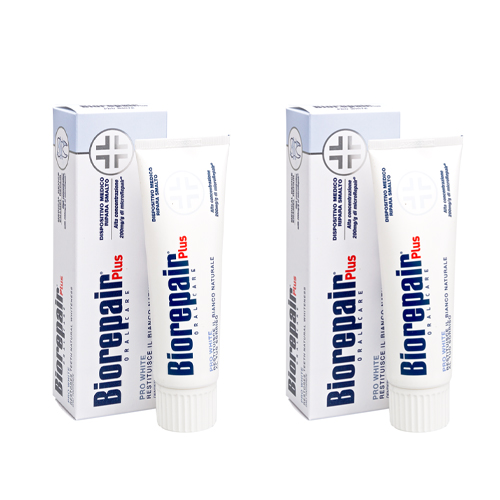 Биорепейр Зубная паста Pro White Plus сохраняющая белизну, 2 х 75 мл (Biorepair, Отбеливание и лечение) фото 0
