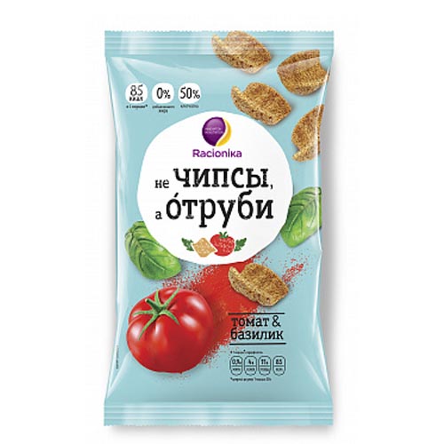 Рационика Отруби хрустящие томат и базилик 90 г (Racionika, не Чипсы, а Отруби) фото 0