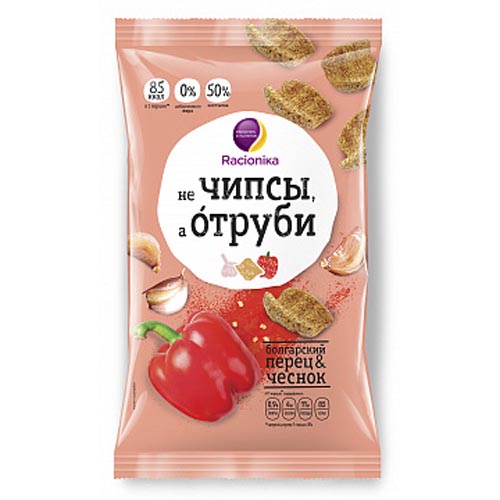 Рационика Отруби хрустящие болгарский перец и чеснок 90 г (Racionika, не Чипсы, а Отруби) фото 0
