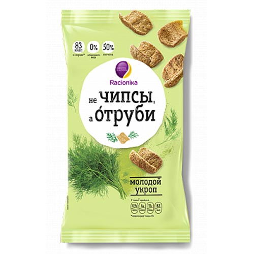 Рационика Отруби хрустящие Молодой укроп 90 г (Racionika, не Чипсы, а Отруби) фото 0