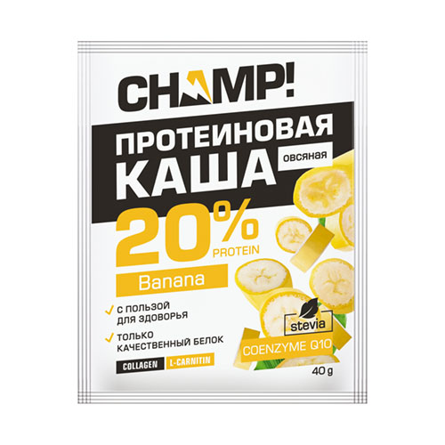 Леовит Каша Champ протеиновая овсяная Банановая с коэнзимом Q10, 40 г (Леовит, Champ) цена и фото