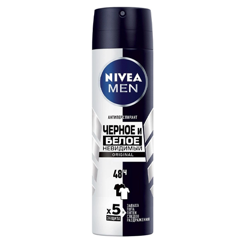 Нивеа Дезодорант спрей Черное и Белое Невидимый 150 мл (Nivea, Для мужчин) фото 0