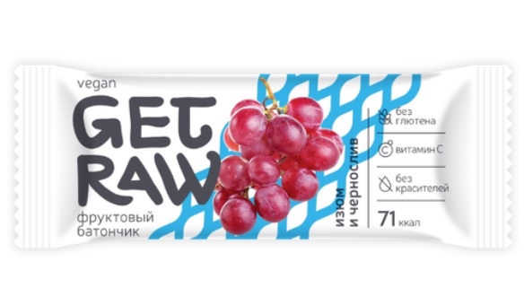 Леовит Батончик фруктовый Изюм и чернослив 30 гр (Леовит, Get Raw) фото 0