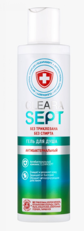 Клерасепт Гель для душа, антибактериальный, 200 мл (Clearasept, Тело) фото 0