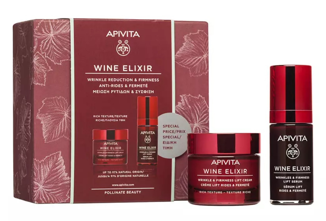 Apivita Набор Wine Elixir: Крем насыщенный, 50 мл + Сыворотка, 30 мл (Apivita, Wine Elixir)