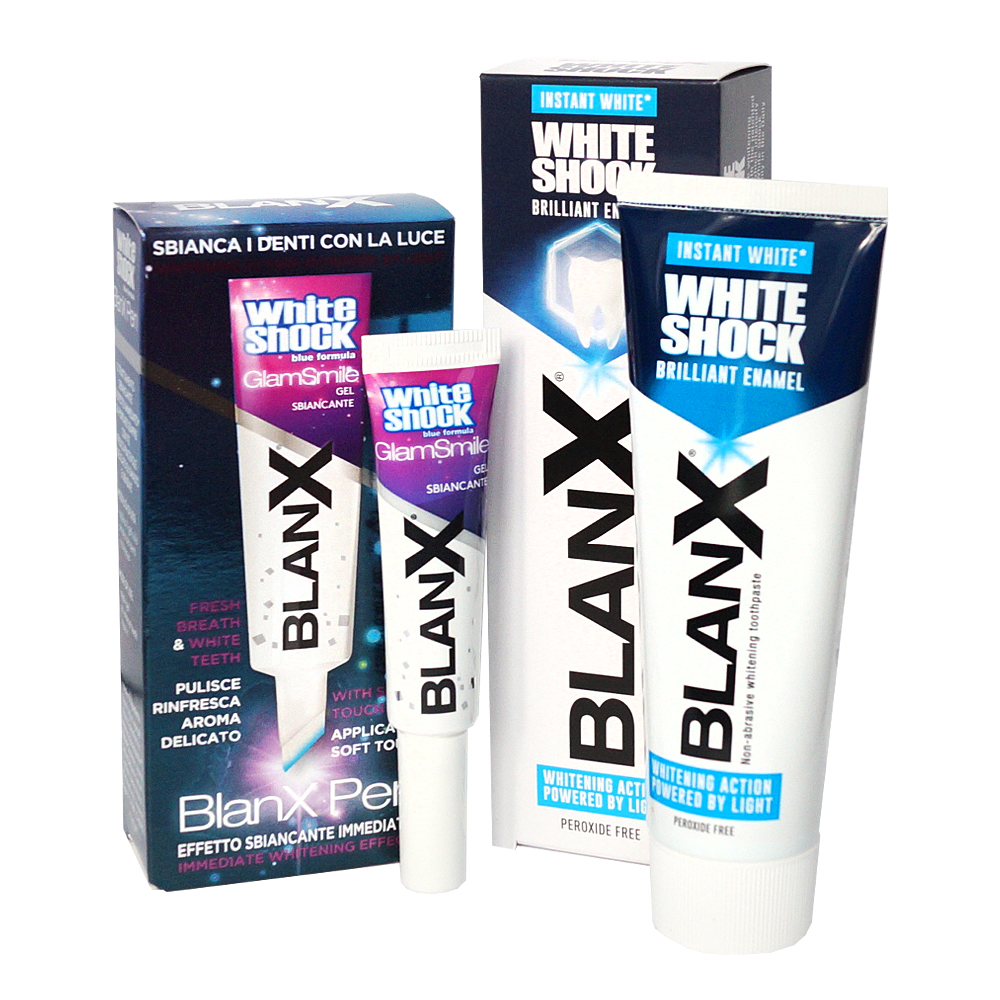Бланкс Набор BlanX Express White: Отбеливающий гель-карандаш White Shock, 12 мл + Отбеливающая зубная паста White Shock Instant White, 75 мл (Blanx, Зубные пасты Blanx) фото 0