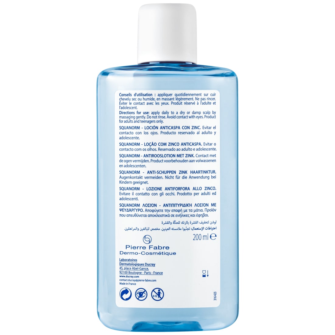 Дюкрэ Лосьон от перхоти с цинком, 200 мл (Ducray, Squanorm) фото 8