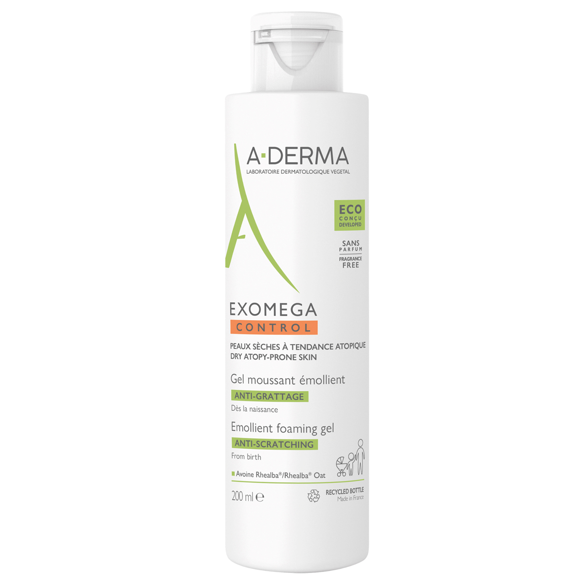 A-Derma Смягчающий пенящийся гель, 200 мл (A-Derma, Exomega Control) a derma смягчающий лосьон 200 мл a derma exomega control