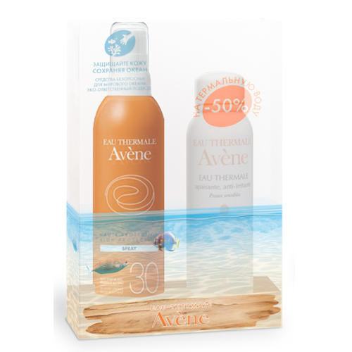 Авен Набор: Солнцезащитный спрей SPF 30, 200 мл + Термальная вода 150 мл (Avene, Suncare) фото 1