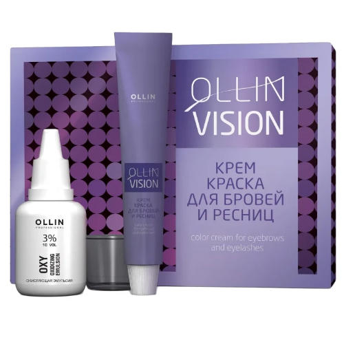 Купить Ollin Professional Крем-краска для бровей и ресниц, черный, в наборе, 20 мл (Ollin Professional, Vision), Россия