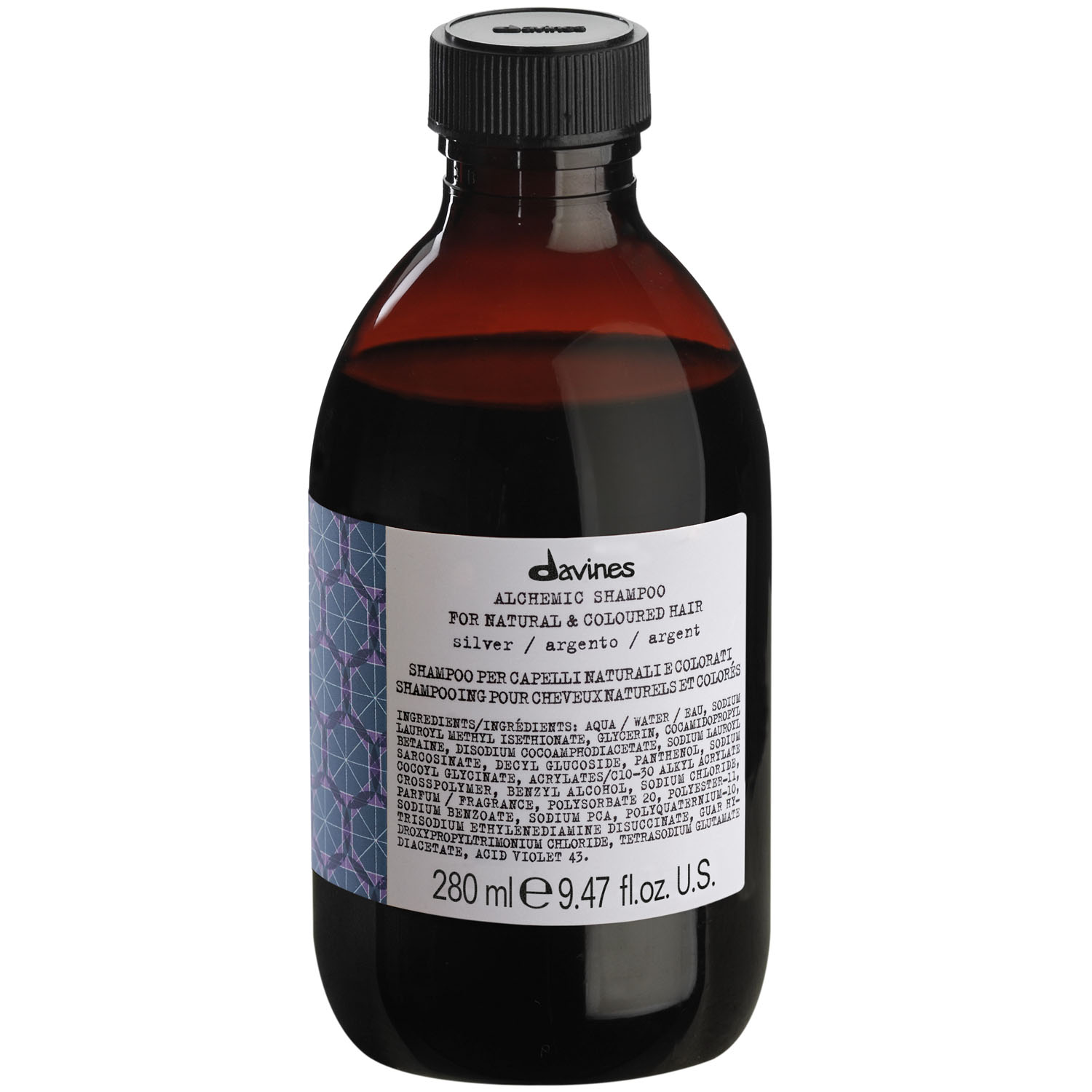 davines шампунь для натуральных и окрашенных волос медный alchemic shampoo for natural and coloured hair copper 280 мл davines alchemic Davines Оттеночный шампунь для натуральных и окрашенных волос, серебряный Alchemic Shampoo For Natural And Coloured Hair (Silver), 280 мл (Davines, Alchemic)