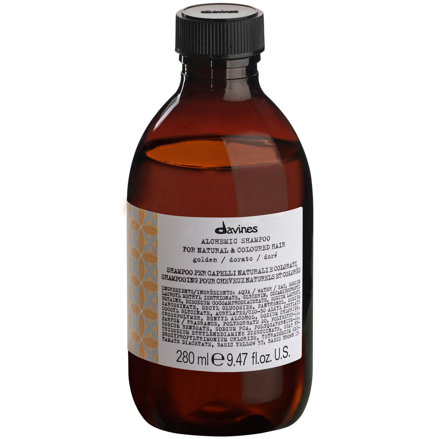 Davines Шампунь для натуральных и окрашенных волос (золотой) Shampoo For Natural And Coloured Hair (golden), 280 мл (Davines, Alchemic) davines оттеночный шампунь для натуральных и окрашенных волос серебряный alchemic shampoo for natural and coloured hair silver 280 мл davines alchemic