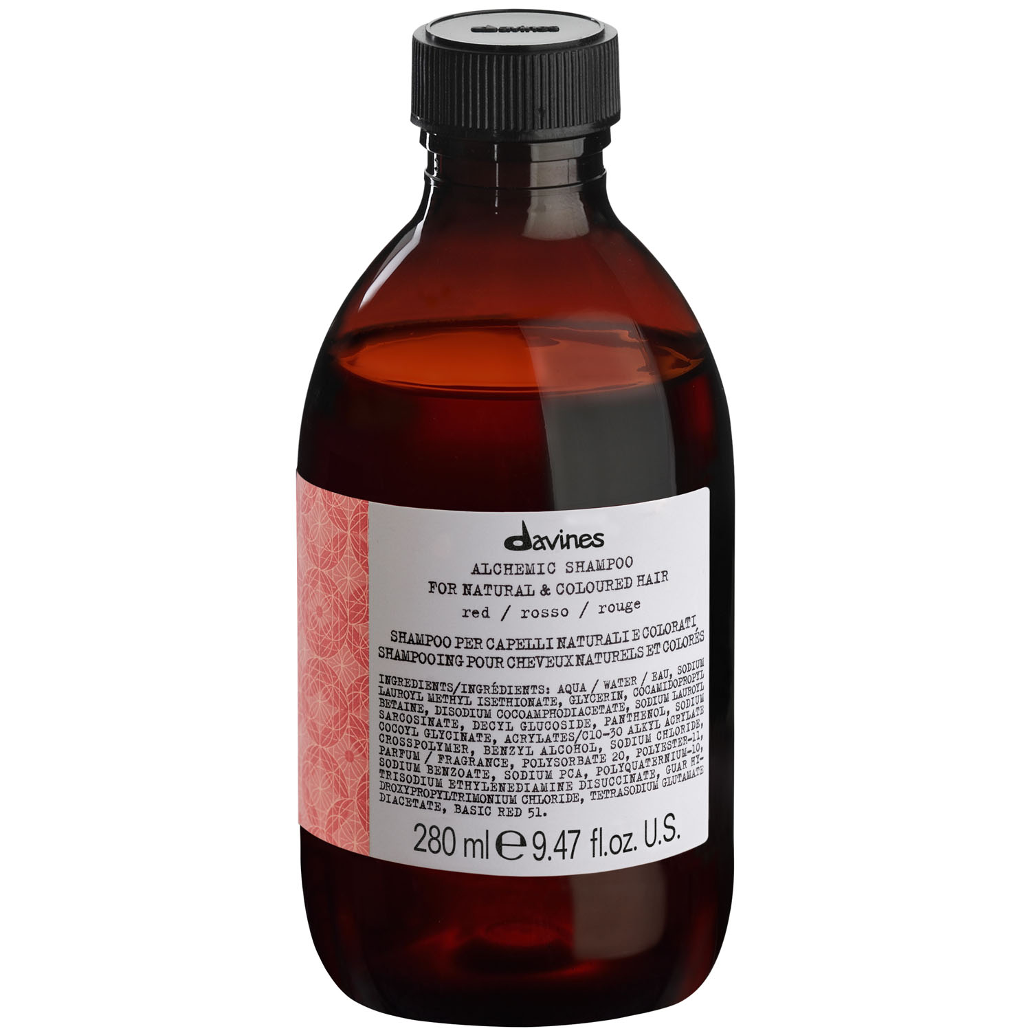 Davines Шампунь для натуральных и окрашенных волос (красный) Shampoo For Natural And Coloured Hair (red), 280 мл (Davines, Alchemic)