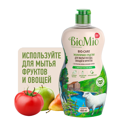 БиоМио Средство с эфирным маслом мяты для мытья посуды, 450 мл (BioMio, Посуда) фото 0