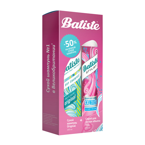Батист Набор Batiste XXL Volume Spray Спрей 200 мл + Original Сухой шампунь 200 мл (Batiste, Stylist) фото 0
