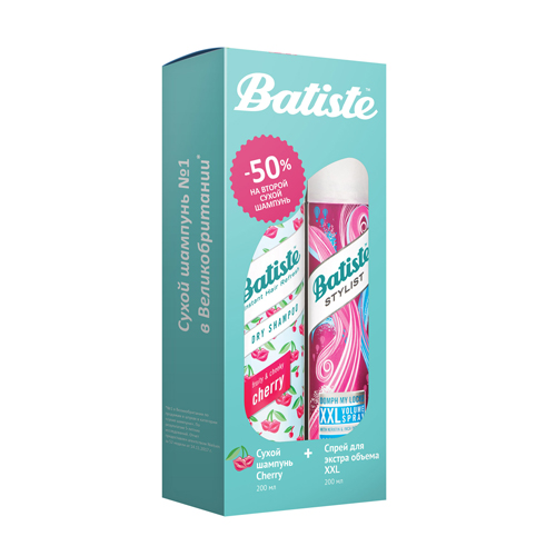 Батист Набор Batiste XXL Volume Spray Спрей 200 мл + Cherry Сухой шампунь 200 мл (Batiste, Stylist) фото 0