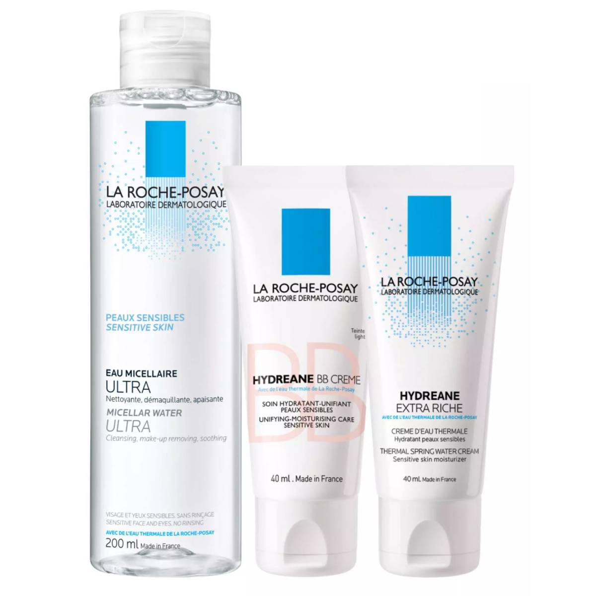 Ля Рош Позе Набор Hydreane Extra Riche 40 мл + Hydreane BB Light 40 мл + Micellar water 200 мл (La Roche-Posay, Hydreane) фото 0