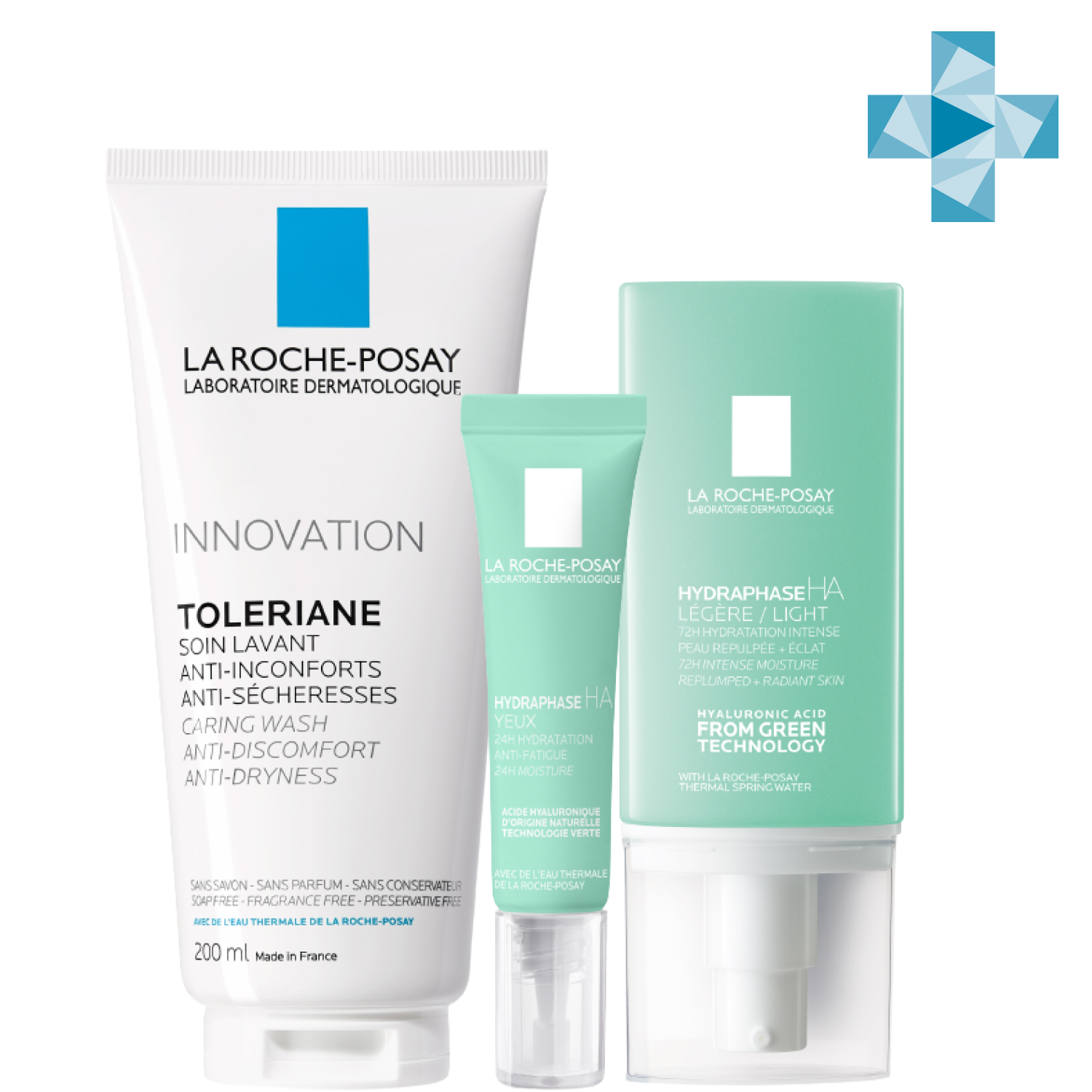 Ля Рош Позе Набор Hydraphase Legere 50 мл + Hydraphase Eyes 15 мл + Toleriane gel 200 мл (La Roche-Posay, Hydraphase) фото 0