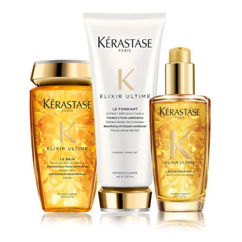 Kerastase Набор Elixir Ultime: Очищающий шампунь-ванна на основе масел 250 мл + Молочко 200 мл + Масло для всех типов волос 100 мл (Kerastase, Elixir Ultime)