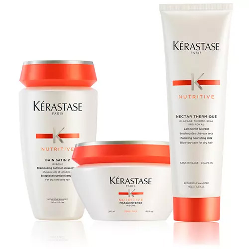 Керастаз Набор Nutritive:Шампунь-Ванна Сатин №2, 250 мл + Маска Masquintense 200 мл + Несмываемый Термо-уход Нектар Термик 150 мл (Kerastase, Nutritive) фото 0