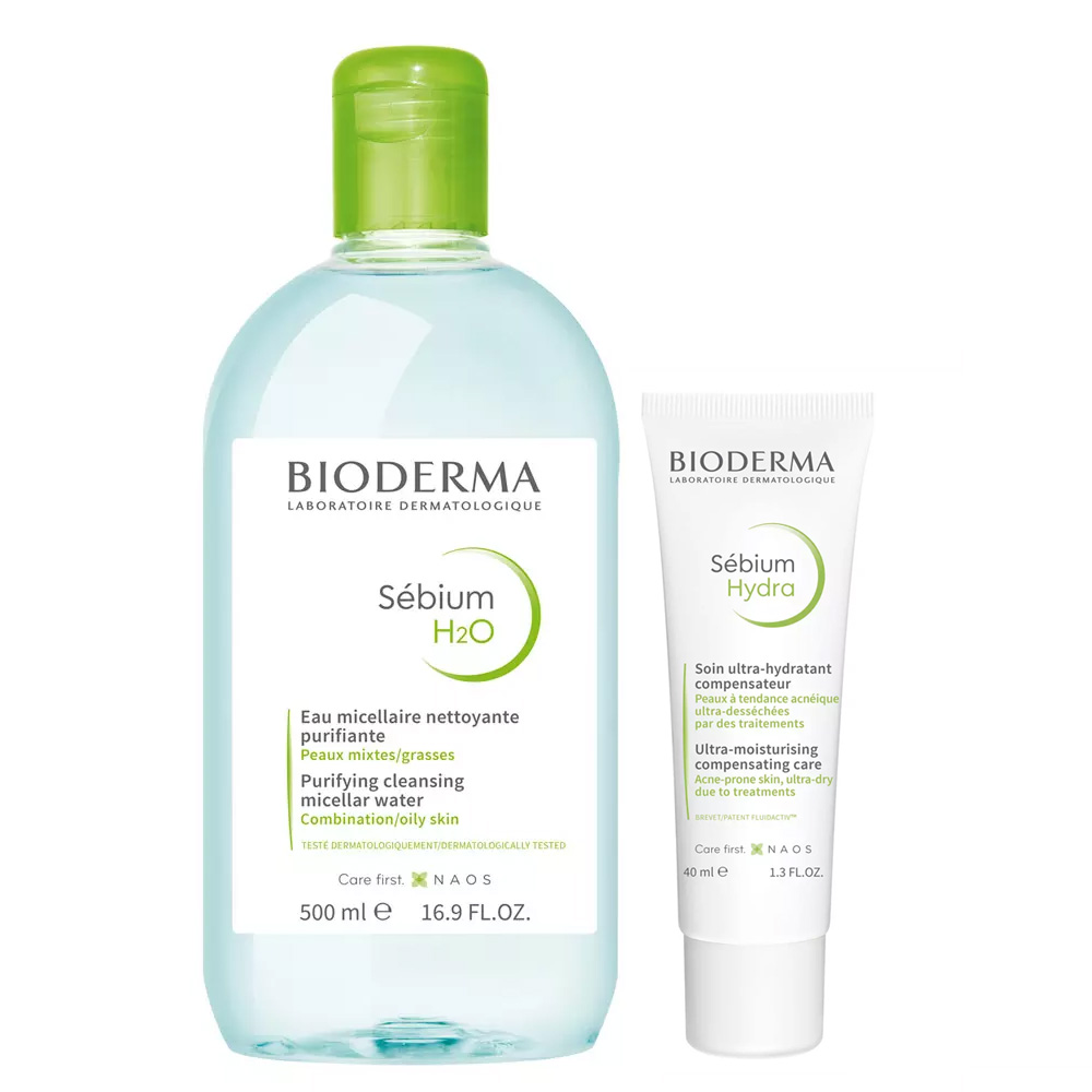 Bioderma Набор: крем Hydra 40 мл + мицеллярная вода без помпы 500 мл (Bioderma, Sebium) bioderma sébium h2o мицеллярная жидкость 500 ml