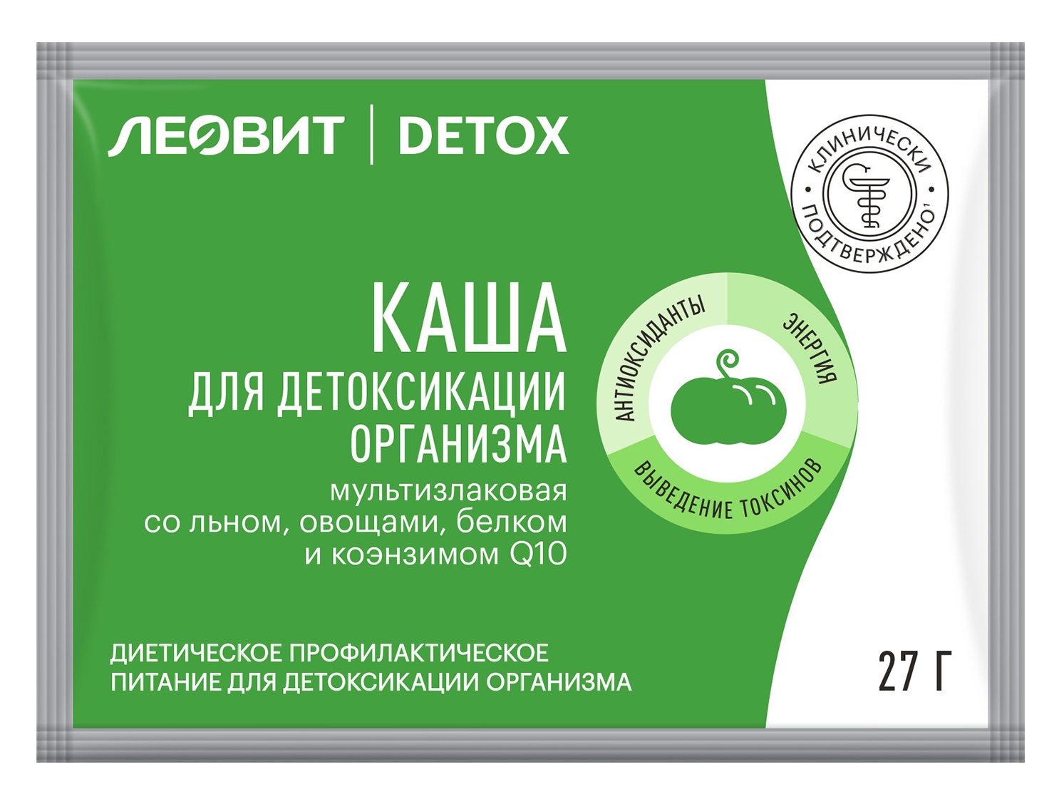 Леовит Каша для детоксикации организма мультизлаковая со льном и овощами, пакет 27 г (Леовит, Detox) фото 0