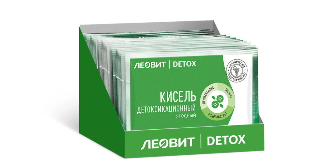 Леовит Кисель детоксикационный ягодный (с клубникой), пакет 20 г (Леовит, Леовит) фото 0