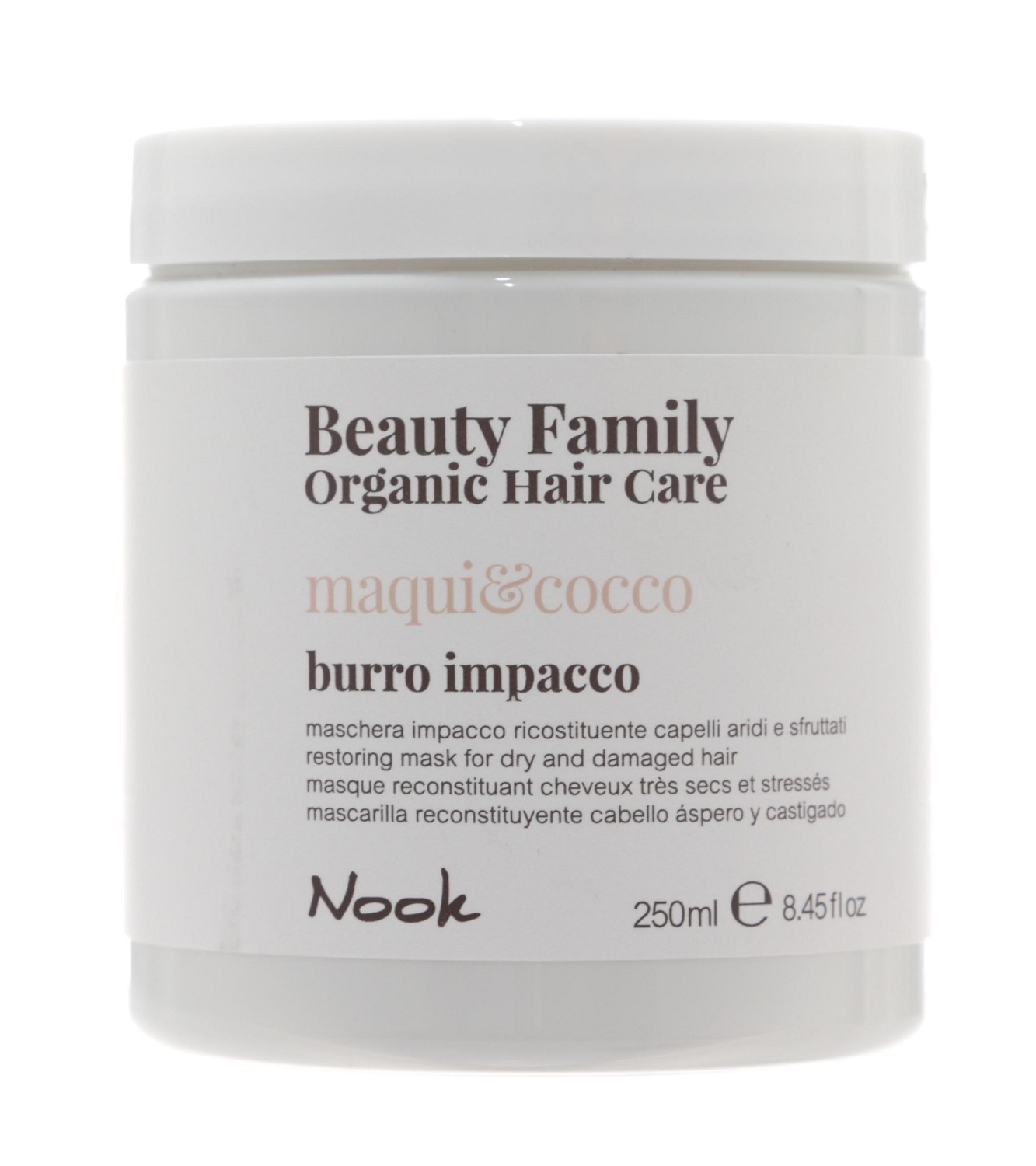 

Nook Восстанавливающая маска для сухих и поврежденных волос Burro Impacco Maqui&Cocco, 250 мл (Nook, Beauty Family), Beauty Family