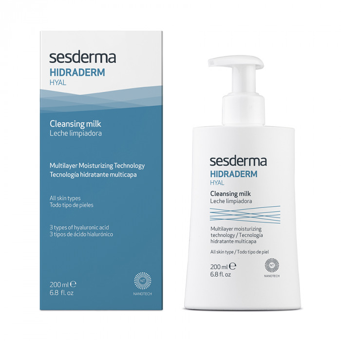 Sesderma Очищающее молочко для лица, 200 мл (Sesderma, Hidraderm Hyal) sesderma набор hidraderm hyal hidraloe sensyses cleanser classic 50 мл 15 мл 200 мл