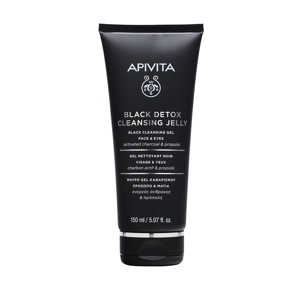 Apivita Очищающий гель Блэк Детокс для лица и глаз, 150 мл (Apivita, Cleansing) apivita black detox cleansing jelly блэк детокс гель очищающий для лица и глаз 150мл