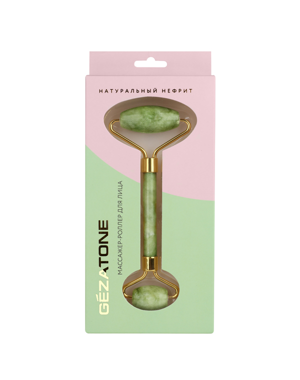 Жезатон Роликовый массажер для лица двусторонний из натурального нефрита (Gezatone, Массажеры для лица) фото 1