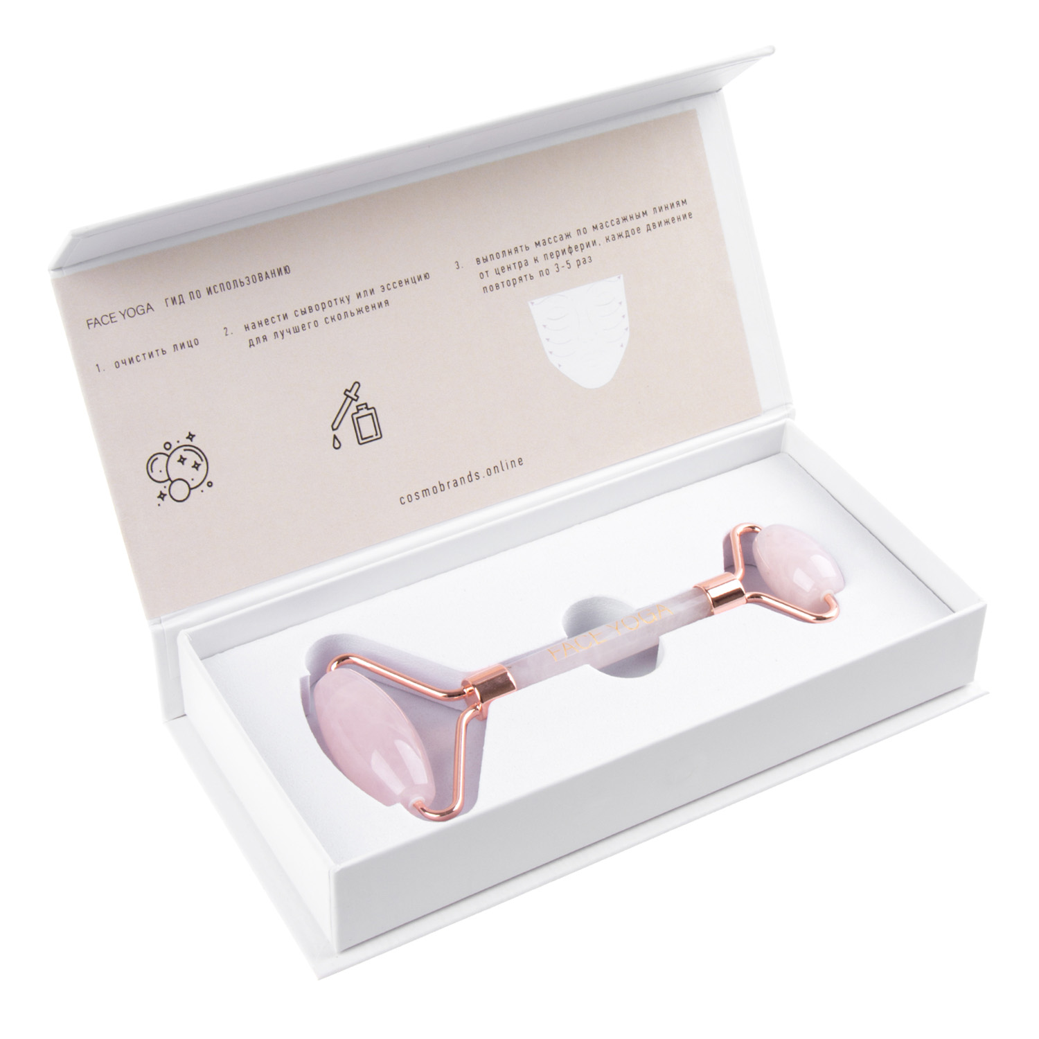 Фейс Йога Роллер для лица из розового кварца 1 шт (Face Yoga, Массажеры) фото 2