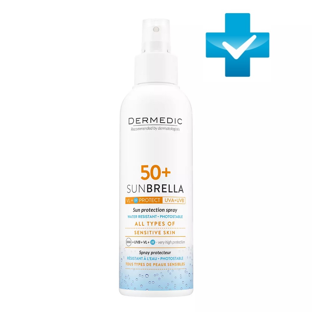 Dermedic Солнцезащитное молочко-спрей SPF 50, 150 мл (Dermedic, Sunbrella) солнцезащитное молочко спрей spf50 dermedic sunbrella 150 мл