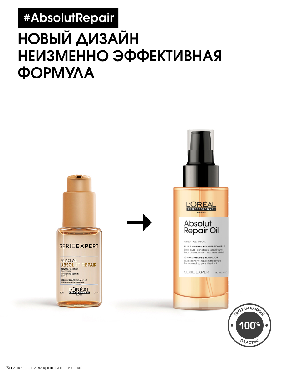 Лореаль Профессионель Масло 10 в 1 Absolut Repair Gold для восстановления поврежденных волос, 90 мл (L'oreal Professionnel, Serie Expert) фото 15
