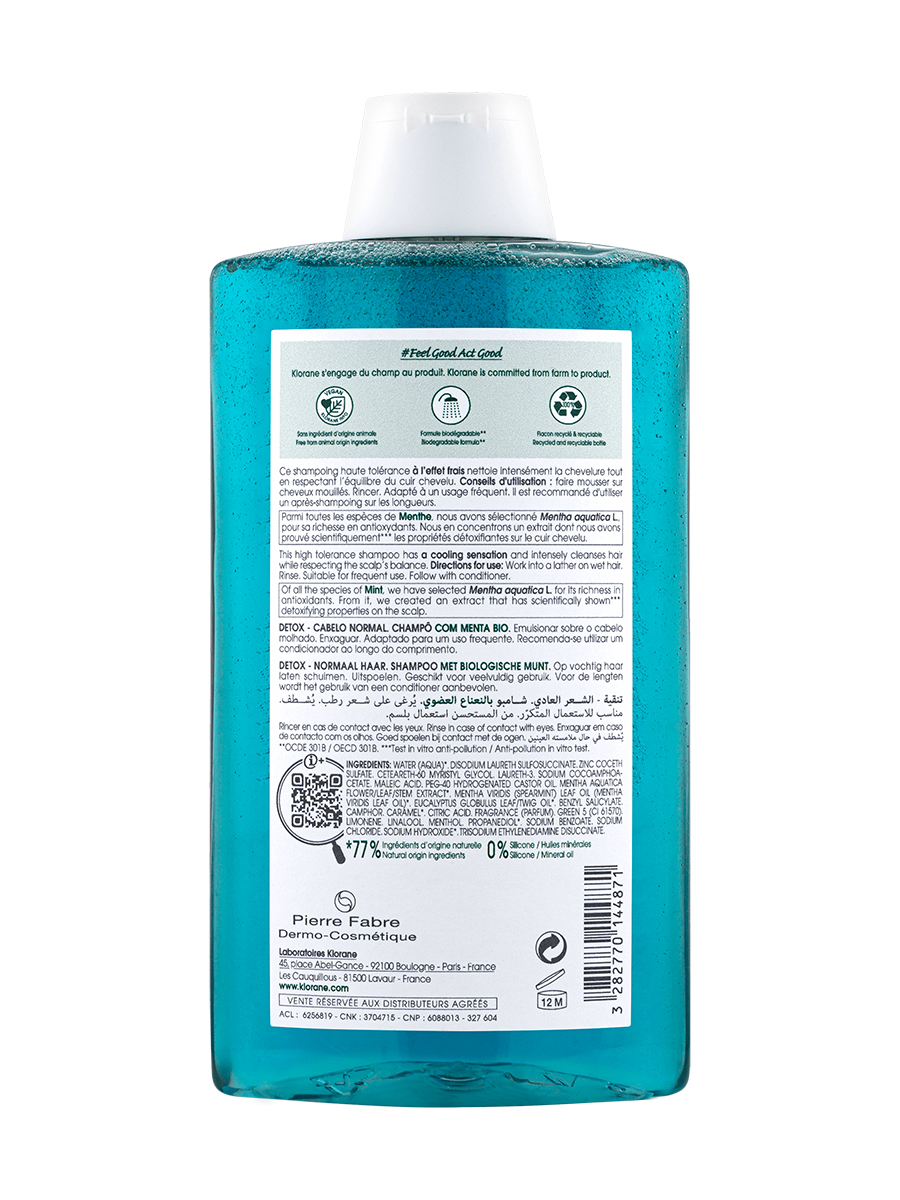 Клоран Детокс-шампунь с экстрактом водной мяты, 400 мл (Klorane, Водная мята) Клоран Детокс-шампунь с экстрактом водной мяты, 400 мл (Klorane, Водная мята) фото 6