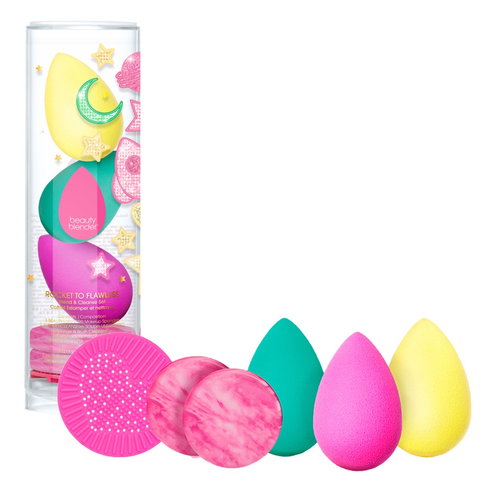 Beautyblender Подарочный набор Rocket to Flawless (Beautyblender, Спонжи) beautyblender рукавичка для очищения спонжей и кистей keep it clean розовая beautyblender очищение