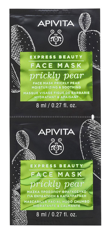 Apivita Маска для лица с Опунцией саше, 2x8 мл (Apivita, Express Beauty) apivita апивита увлажняющая и успокаивающая экспресс маска для кожи лица с опунцией для женщин и мужчин саше 2x8