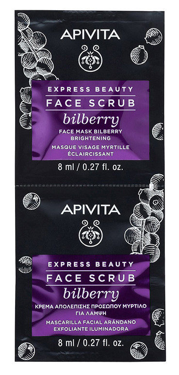Апивита Скраб-эксфолиант для лица с черникой, 2 x 8 мл (Apivita, Express Beauty) фото 0