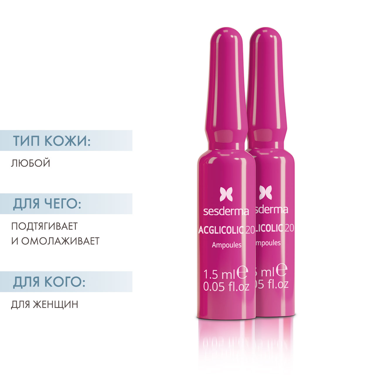 Сесдерма Средство в ампулах с гликолевой кислотой, 10 шт х 1,5 мл (Sesderma, Acglicolic 20) фото 1