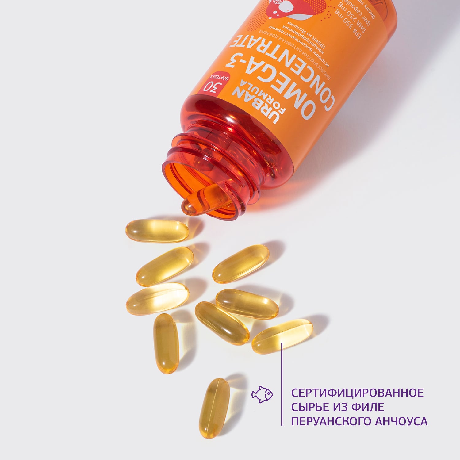 Урбан Формула Биологически активная добавка к пище Omega-3 Concentrate DHA EPA, 30 капсул (Urban Formula, General) фото 2