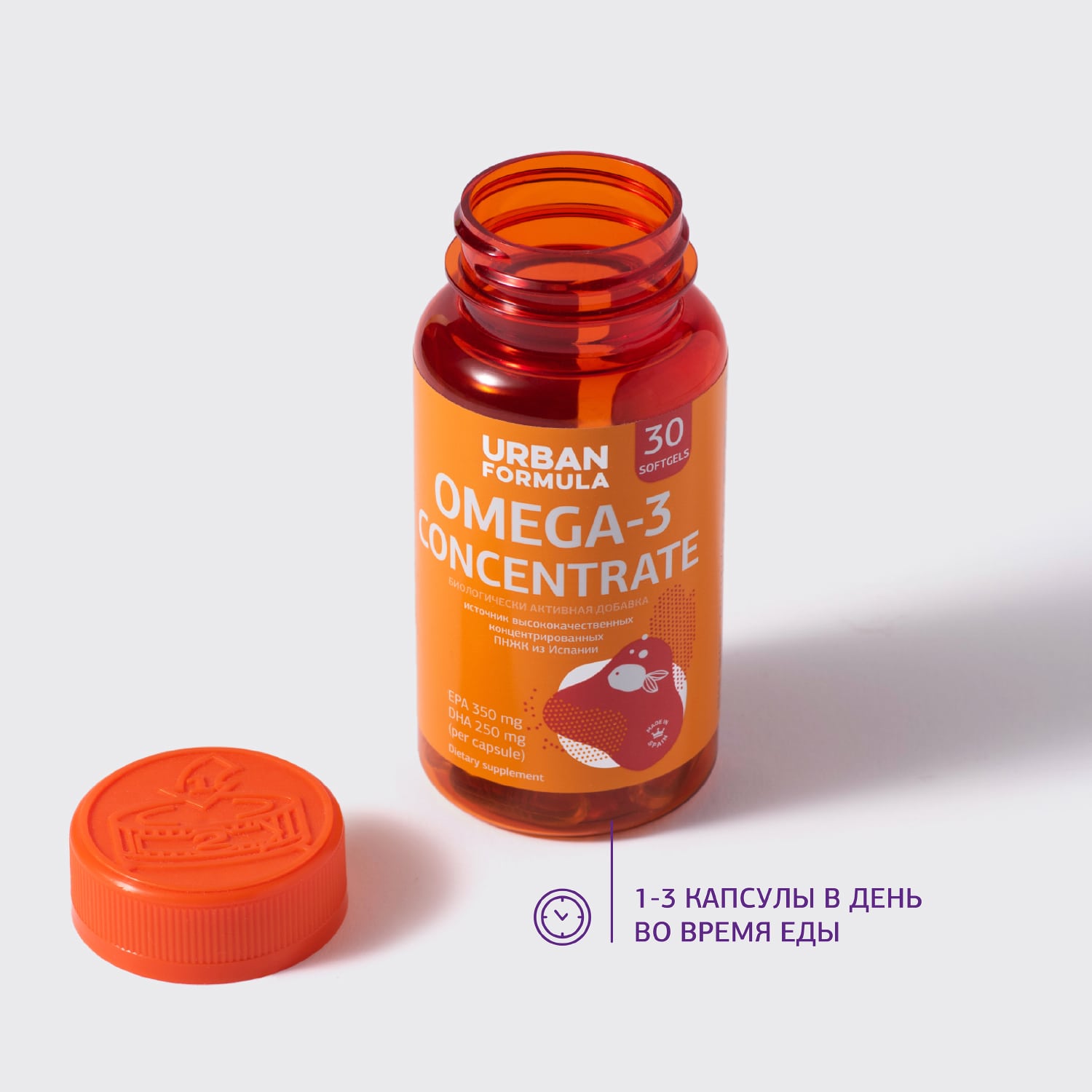 Урбан Формула Биологически активная добавка к пище Omega-3 Concentrate DHA EPA, 30 капсул (Urban Formula, General) фото 3
