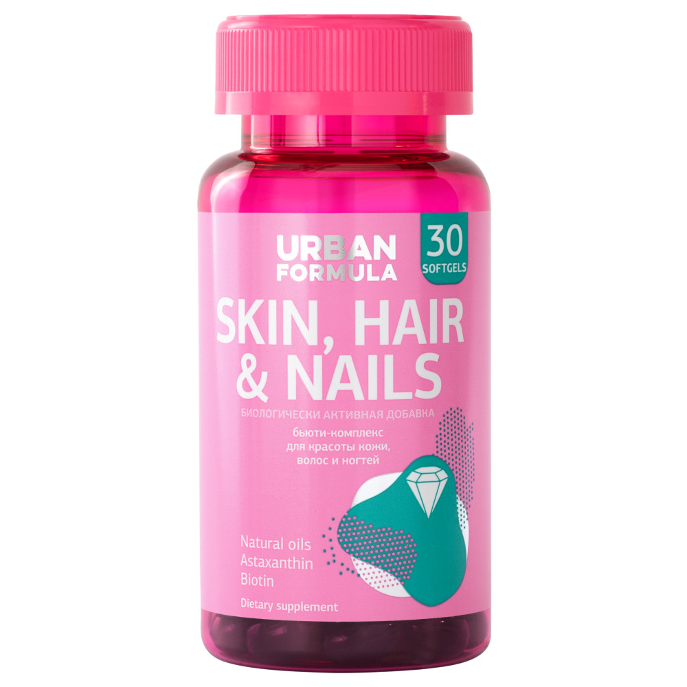 Урбан Формула Комплекс для красоты кожи, волос и ногтей Skin, Hair & Nails, 30 капсул (Urban Formula, Beauty) фото 0