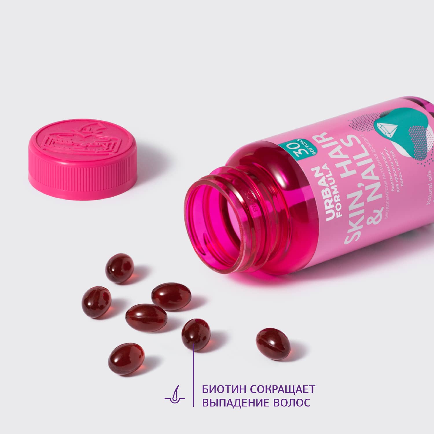 Урбан Формула Комплекс для красоты кожи, волос и ногтей Skin, Hair & Nails, 30 капсул (Urban Formula, Beauty) фото 2