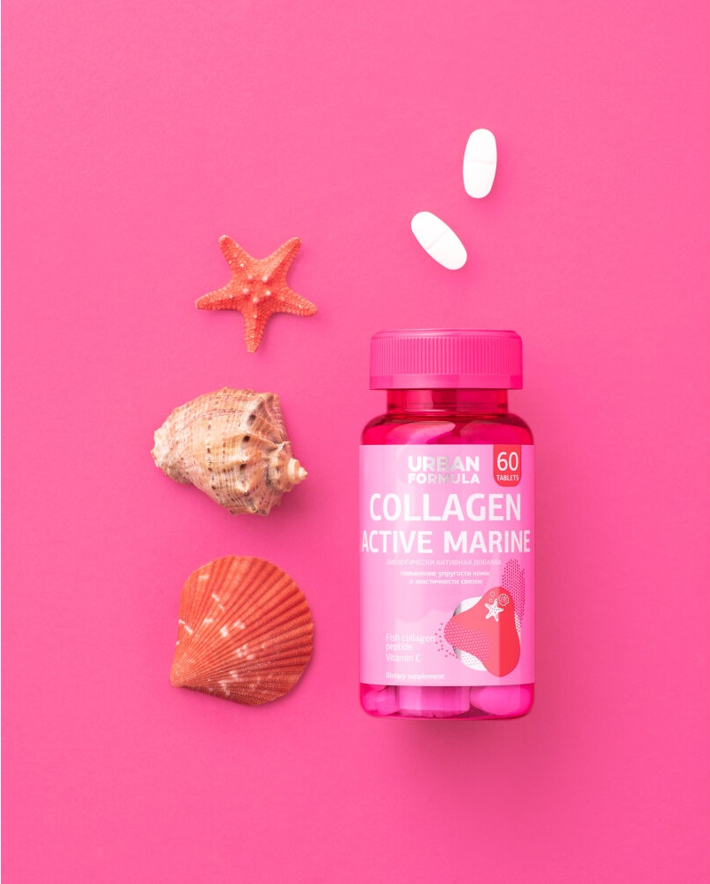 Урбан Формула Морской коллаген с витамином C Collagen Active Marine, 60 таблеток (Urban Formula, Beauty) фото 7