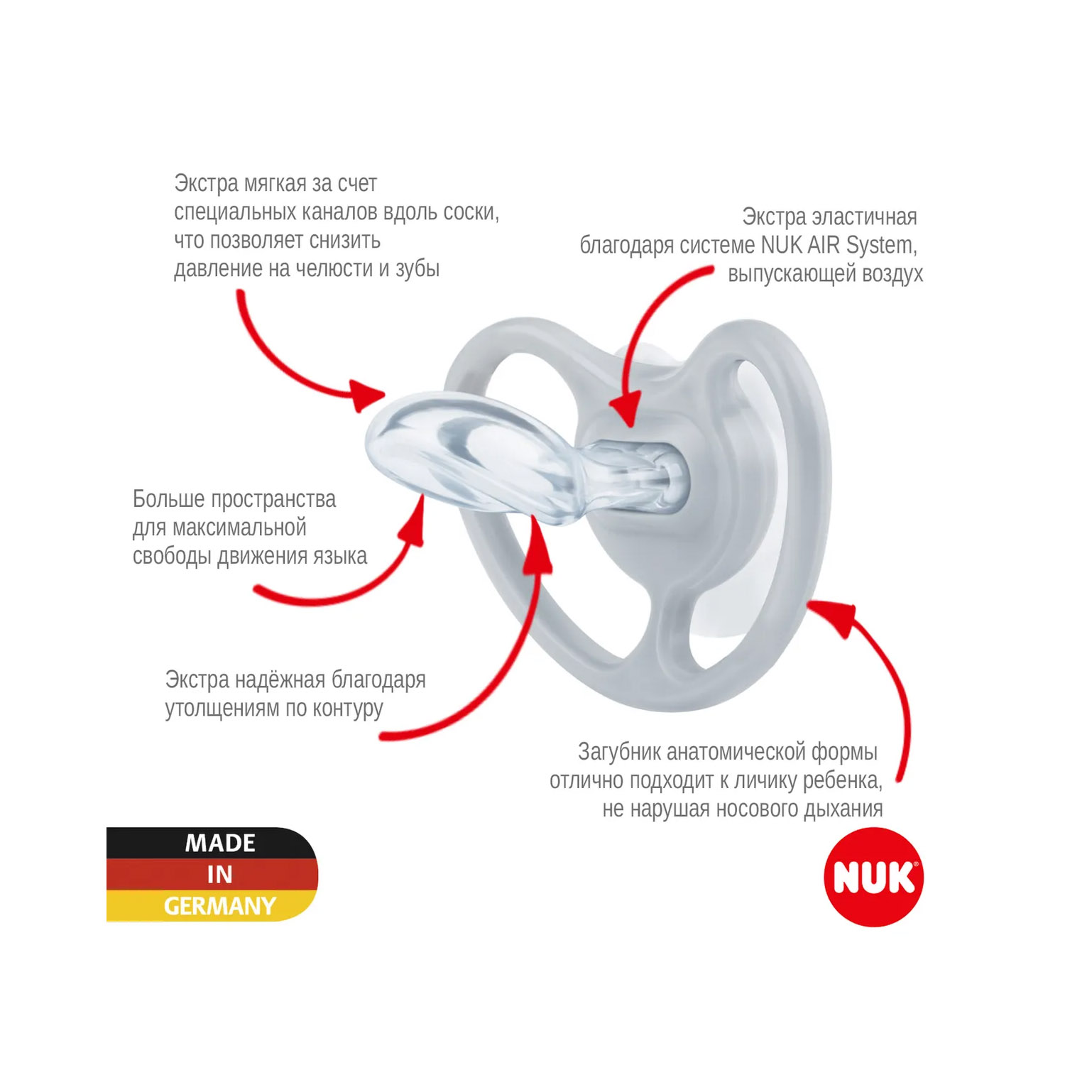 Нук Силиконовая пустышка Space ортодонтической формы 