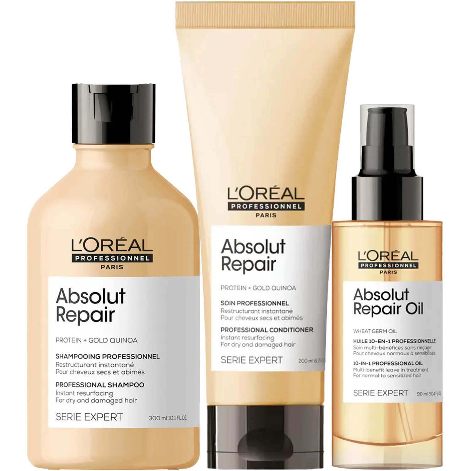 Лореаль Профессионель Программа Absolut Repair комплексный уход: шампунь 300 мл + кондиционер 200 мл + масло 90 мл (L'oreal Professionnel, Serie Expert) фото 5