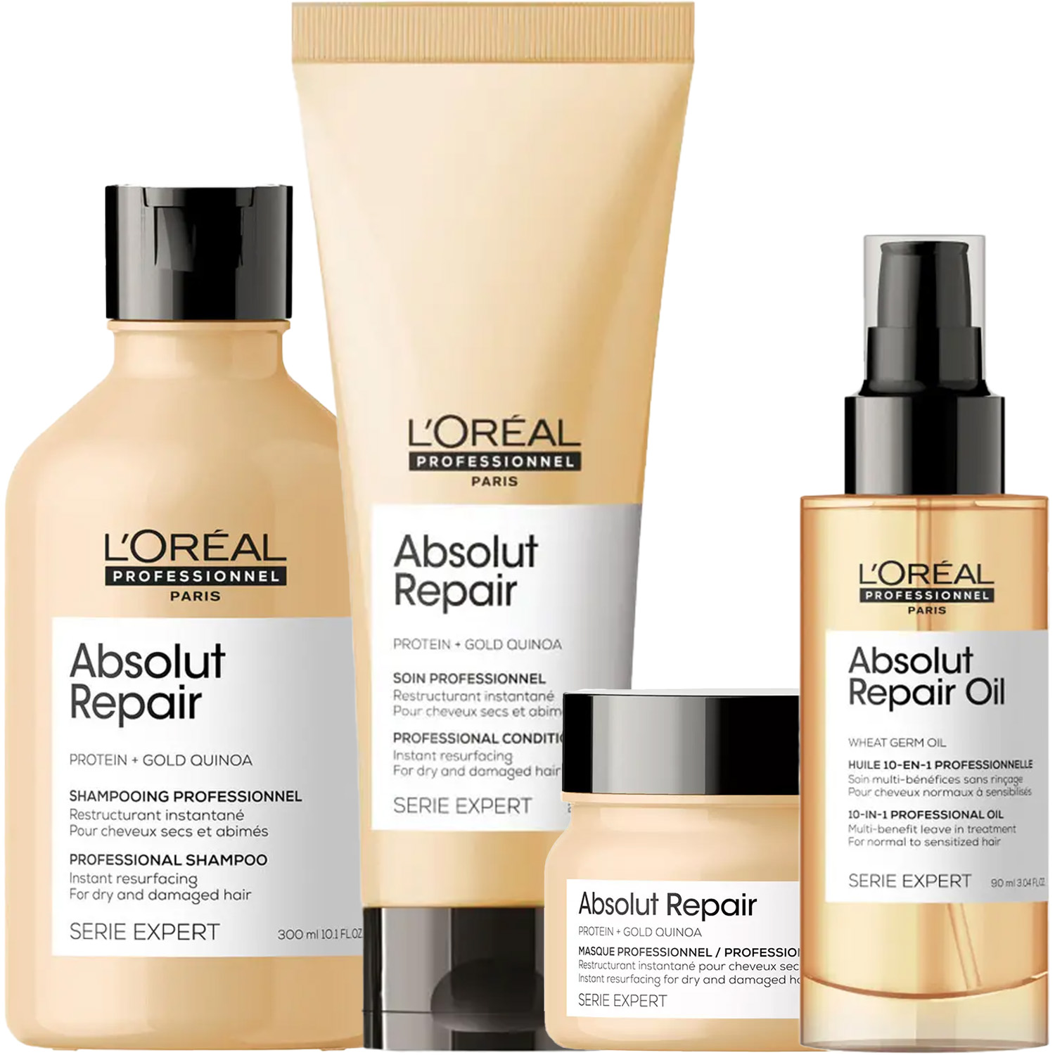 Лореаль Профессионель Программа Absolut Repair комплексный уход: шампунь 300 мл + кондиционер 200 мл + маска 250 мл + масло 90 мл (L'oreal Professionnel, Serie Expert) фото 5