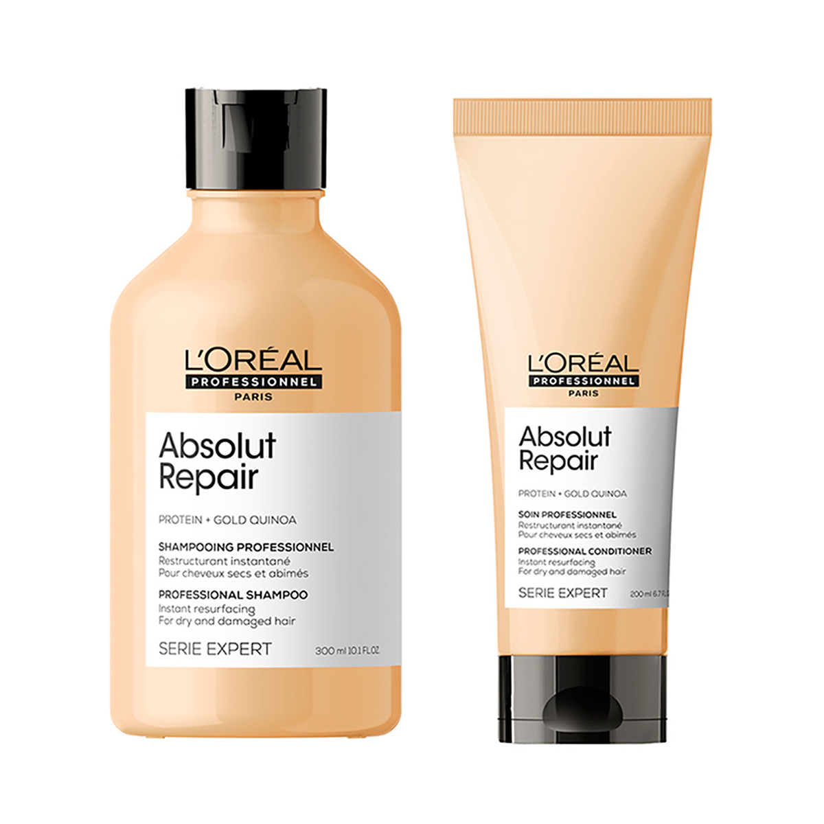 L'oreal Professionnel Набор Absolut Repair для восстановления поврежденных волос: Шампунь, 300 мл + Кондиционер, 200 мл (L'oreal Professionnel, Serie Expert) шампунь для восстановления поврежденных волос выгодный объем l oreal professionnel shampoo serie expert absolut repair 750 мл