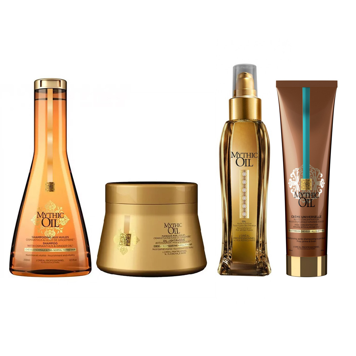 Лореаль Профессионель Набор Mythic Oil: Масло питательное, 100 мл + Шампунь для тонких волос, 250 мл + Маска для тонких волос, 200 мл + Крем универсальный для волос, 150 мл (L'oreal Professionnel, Serie Expert) фото 0